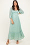 Mint Lace Long Sleeve Maxi Dress