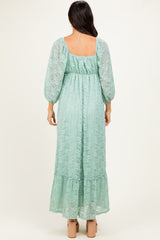 Mint Lace Long Sleeve Maxi Dress