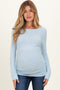 Light Blue Soft Knit Ruched Maternity Top