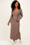 Mocha Knit Dress Cardigan Set