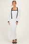 White/ Black Color Block Sleeveless Fitted Dress Cardigan Set