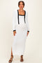White/ Black Color Block Sleeveless Fitted Dress Maternity Cardigan Set