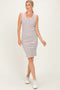 Mocha/White Ribbed Striped Bodycon Dress