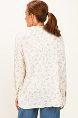 Sage Floral Cotton Gauze Button-Down Shirt