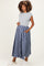 Heather Grey/ Navy Plaid Cap Sleeve Maternity Midi Dress