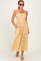 Yellow Embroidered Smocked Maxi Dress