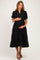 Black Drawstring Waist Tiered Maternity Midi Dress
