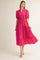 Fuchsia Drawstring Waist Tiered Midi Dress