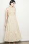 Cream Polka Dot Smocked Tiered Maxi Dress