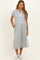 Heather Grey Striped Collared Side Slit Maternity Midi Dress