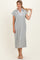 Heather Grey Striped Collared Side Slit Midi Dress