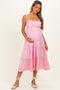 Light Pink Tiered Bow Detail Maternity Midi Dress