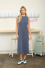 Navy Side Slit Midi Tank Dress
