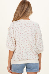 Ivory Floral Short Sleeve Pullover Maternity Top