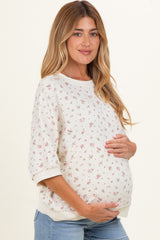 Ivory Floral Short Sleeve Pullover Maternity Top