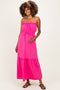 Hot Pink Strapless Cinched Waist Tie Maternity Maxi Dress