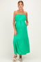 Green Strapless Cinched Waist Tie Maternity Maxi Dress