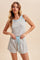 Heather Grey Striped Solid Trim Tank Short Set