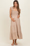 Natural Smocked Tiered Ruffle Detail Maternity Dress