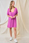Magenta V-Neck Basic Dress