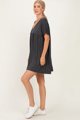 Charcoal V-Neck Basic Dress