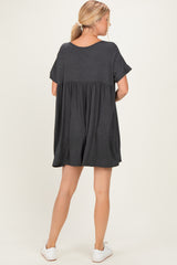 Charcoal V-Neck Basic Dress