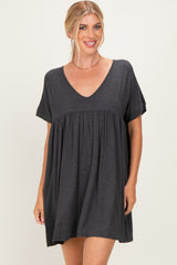 Charcoal V-Neck Basic Dress