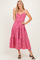 Red Gingham Cutout Tie Back Tiered Maxi Dress