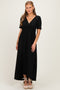 Black Short Sleeve V-Neck Maxi Dress