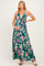 Deep Teal Floral Front Knot Open Back Maternity Maxi Dress