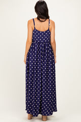 Navy/ Cream Polka Dot Sleeveless Maxi Dress