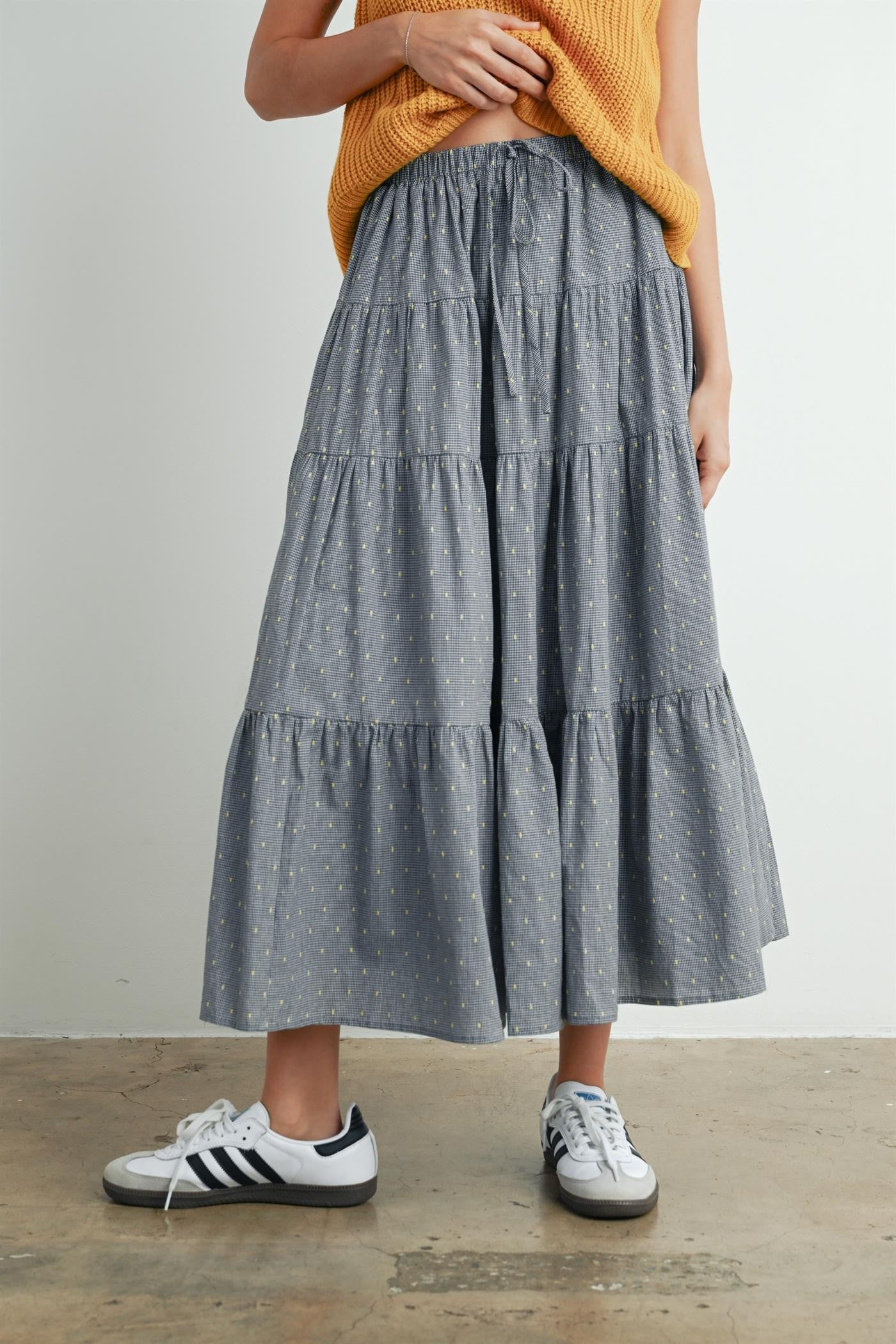 Black Printed Tiered Maxi Skirt