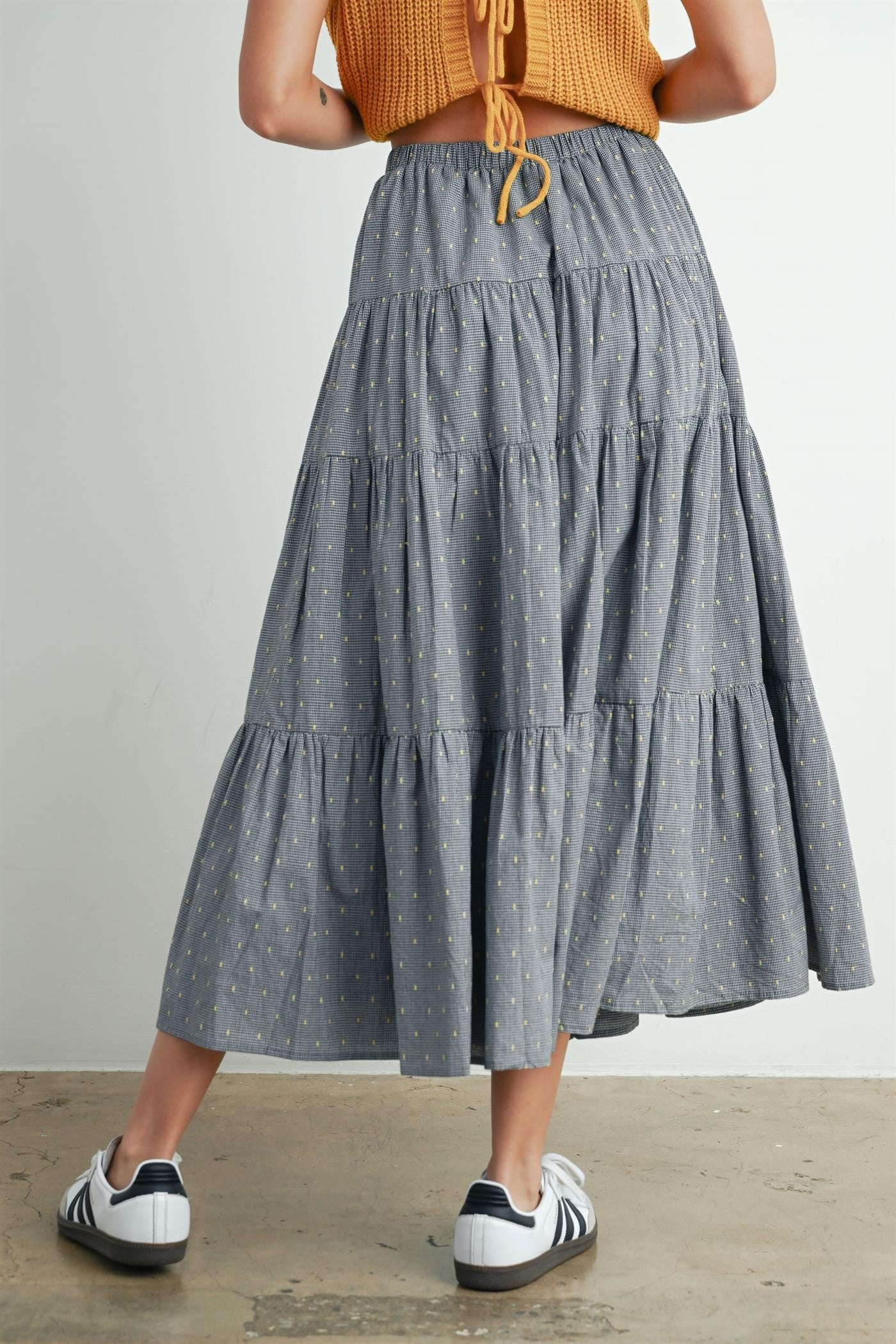 Black Printed Tiered Maxi Skirt