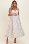 Lavender Floral Chiffon Shoulder Tie Maternity Midi Dress
