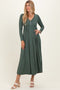 Olive Ribbed Knit Long Sleeve Maxi Dress