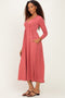 Mauve Ribbed Knit Long Sleeve Maxi Dress