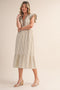 Cocoa Striped Flutter Sleeve Midi Dress