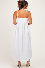 Off White Linen Blend Sleeveless Maternity Maxi Dress