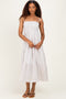 Mocha Striped Empire Waist Tiered Midi Dress