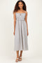 Black Striped Front Tie Cutout Ruffle Midi Dress
