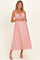 Red Striped Front Tie Cutout Ruffle Maternity Midi Dress