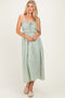 Olive Striped Front Tie Cutout Ruffle Midi Dress
