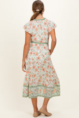 Olive Contrast Floral Maternity Shirt Dress