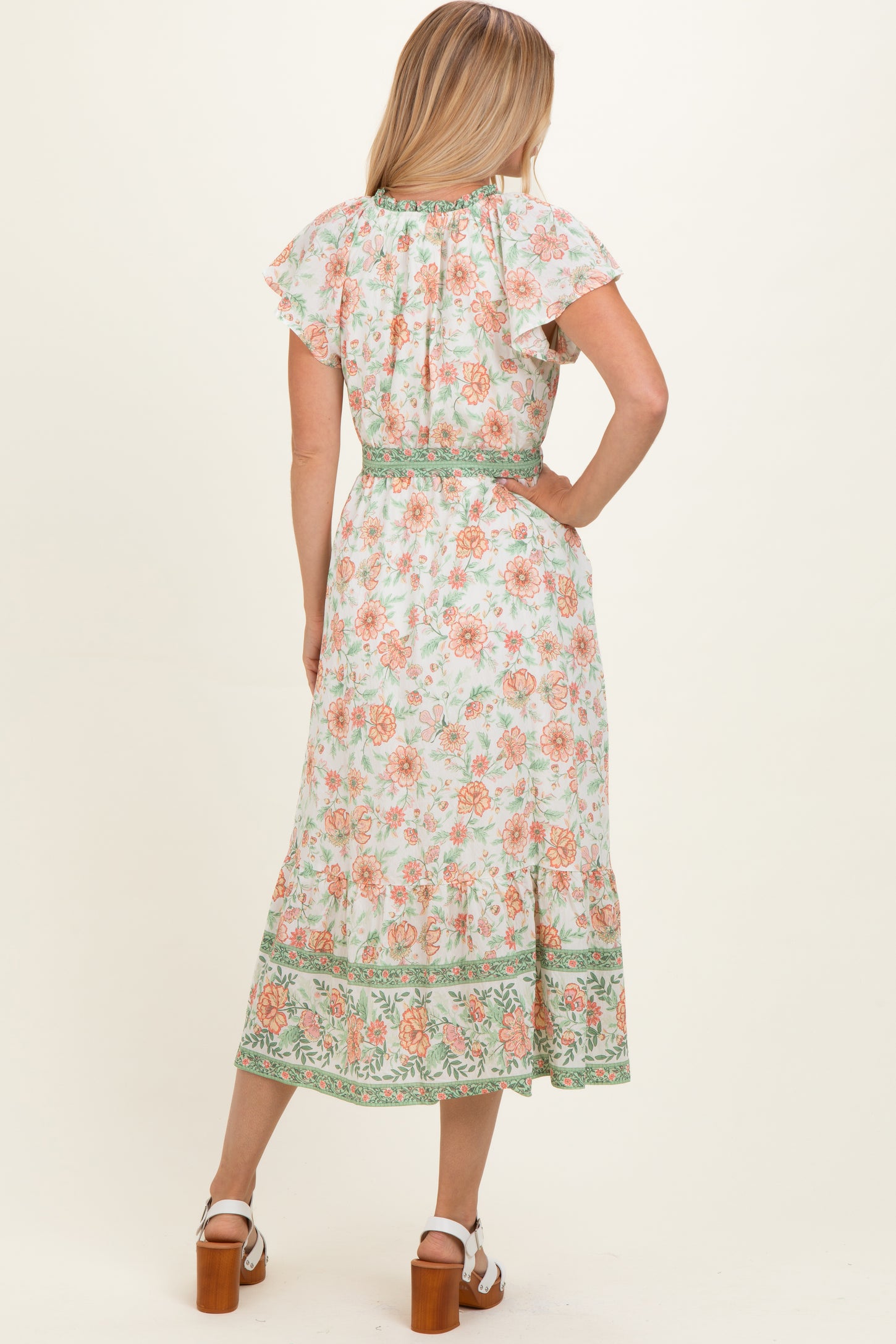 Olive Contrast Floral Shirt Dress