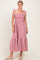 Red Gingham Smocked Shoulder TieMidi Dress