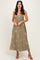Olive Floral Pleated Maternity Midi Dress