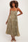 Olive Floral Sweetheart Pleated Maternity Midi Dress