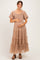 Brown Smocked Square Neck Tiered Maternity Midi Dress
