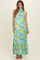 Blue Floral Halter Maternity Maxi Dress