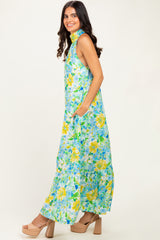 Blue Floral Halter Maxi Dress